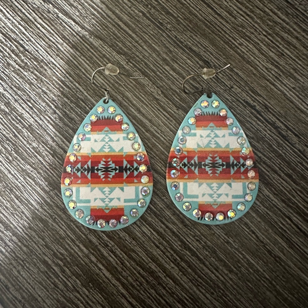 Aztec Print Dangle Earrings